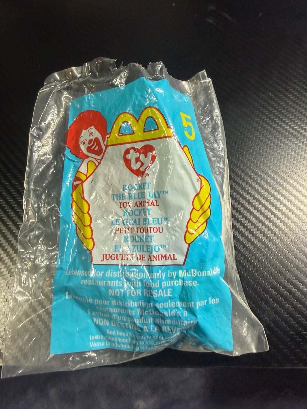 1999 McDonald's Ty Teenie Beanie Baby Rocket the Blue Jay #5 Sealed